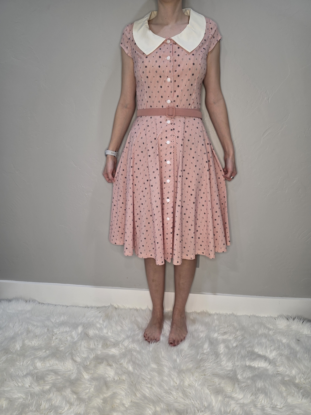 NWT Vintage-Inspired Red Stripe Sailor Accent Fit-and-Flare Dress